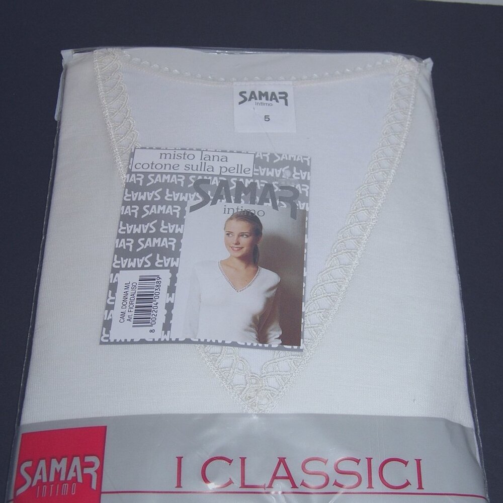 Samar Womens Stretch Long Sleeve V-neck CAMISOLE TOP White Sz Large NIP L
